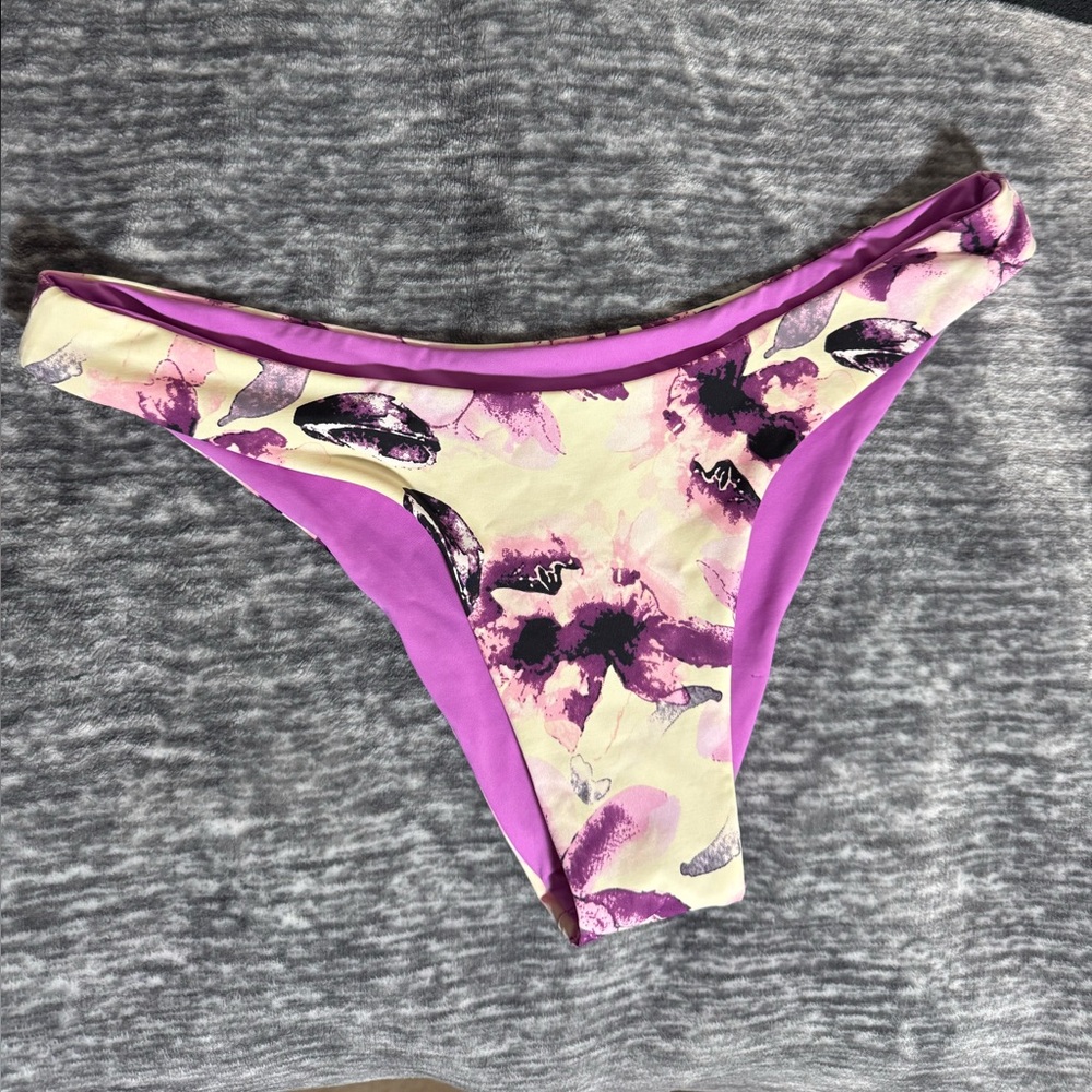 Women’s reversible Purple Floral Bikini Bottom